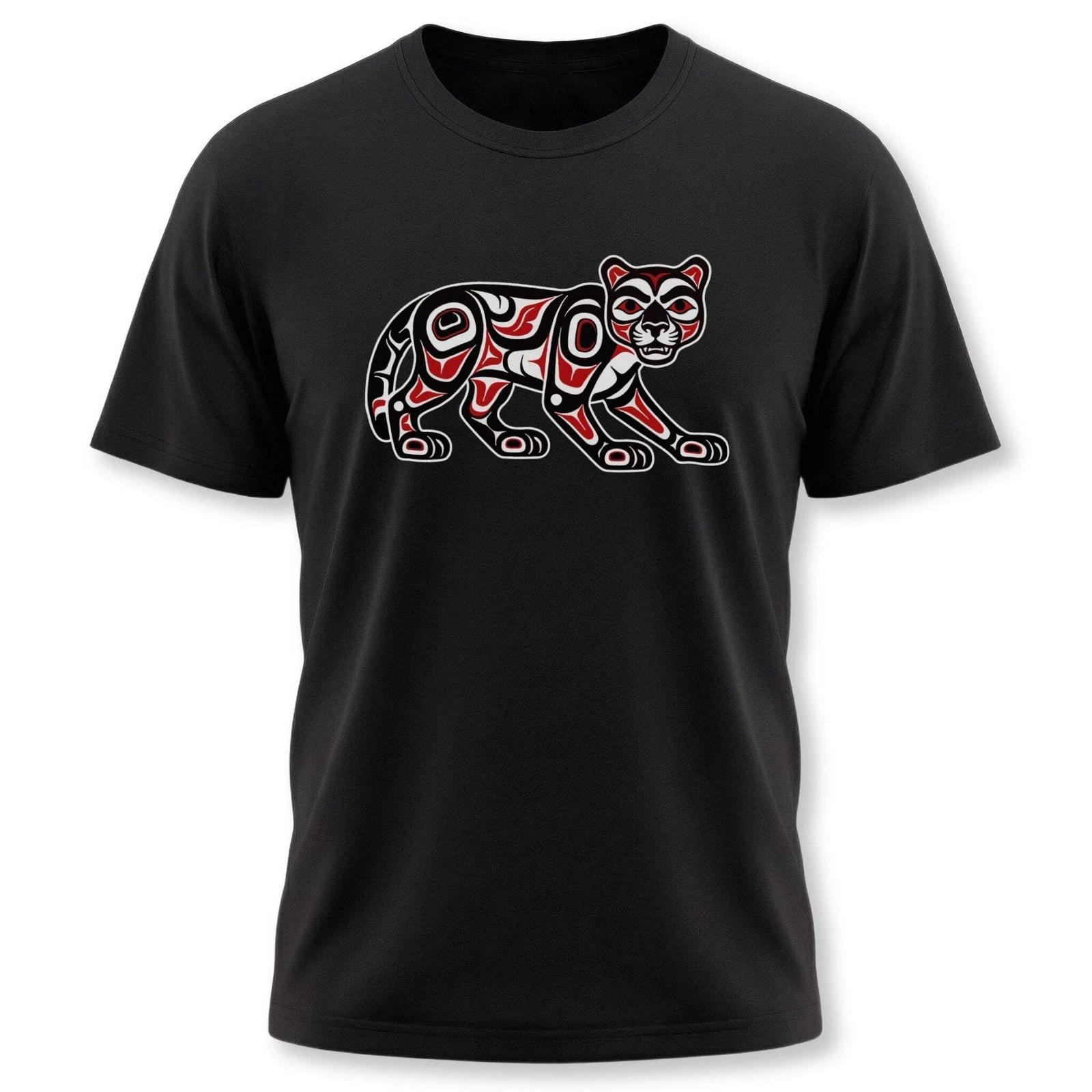 Cougar Formline Art T-Shirt | Pacific Northwest Indigenous Wildlife Tee XXXL