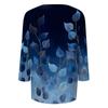 Womens V Neck Shirt 3/4 Sleeve Loose Fit Casual Blouse Floral Print Lightweight Top for Everyday Wear