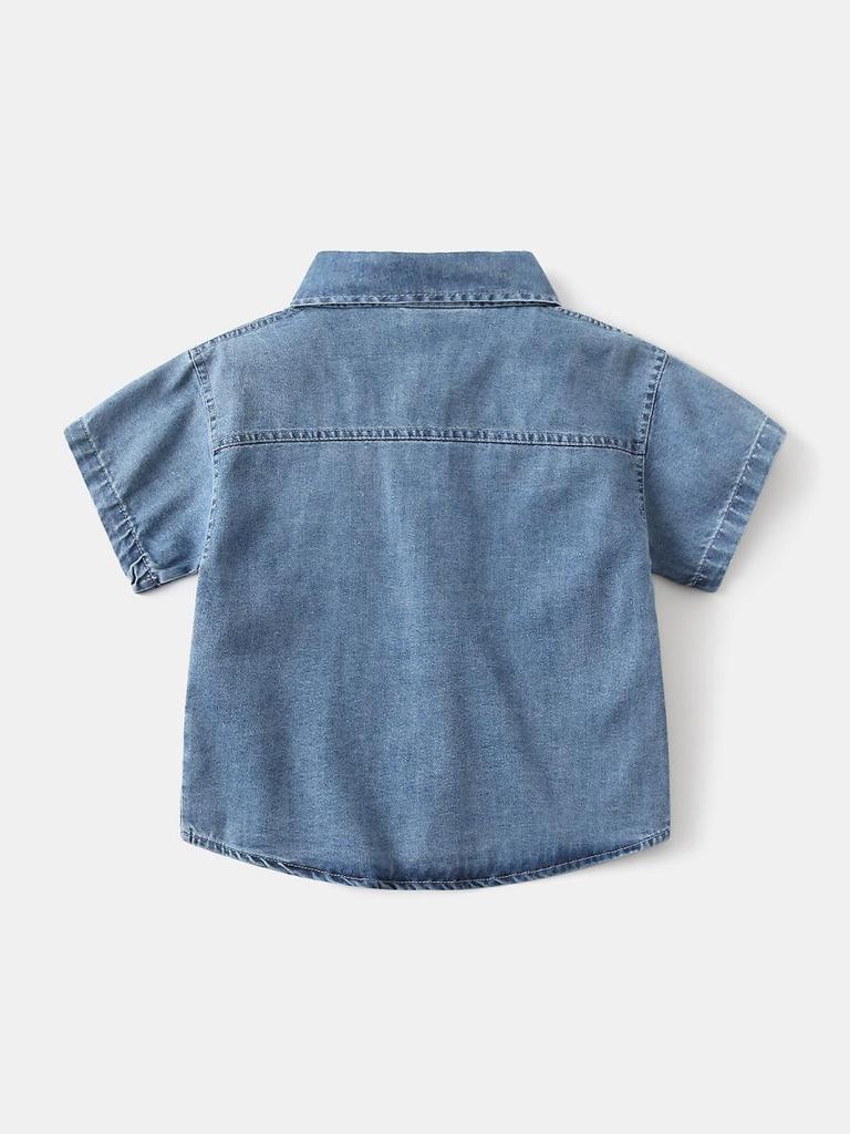 Boys' Handsome Summer 2026 Denim Short-Sleeved Shirt