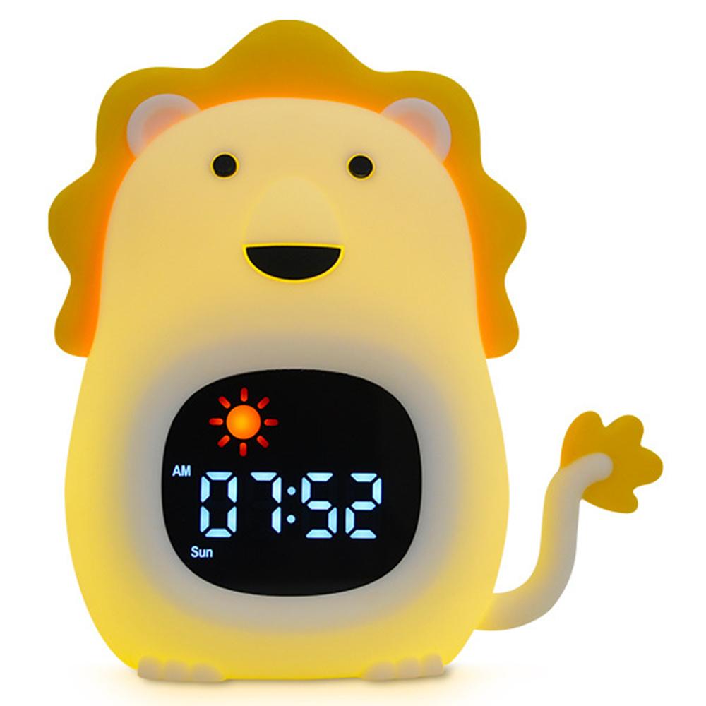 

JL-822 Cartoon Lion Shape White Noise Alarm Clock Sleep Bedside Lamp Tap Control Night Light A