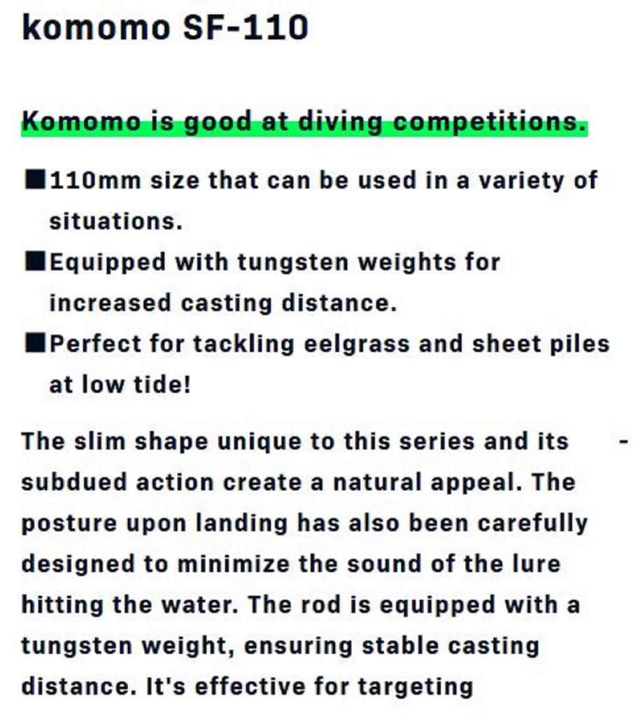 Ima Komomo SF 110 Floating Lure 101 (6522)