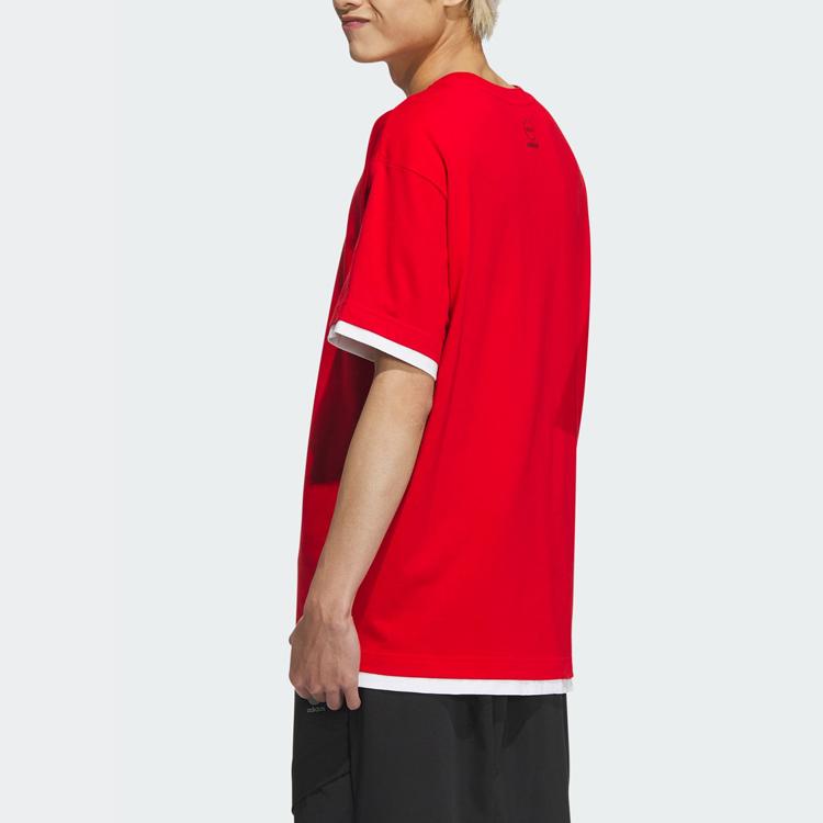 Adidas Neo Gaokao Tee Graphic Print Loose Round Neck Short Sleeve T-Shirt Unisex Tops Light-Crimson IP4043