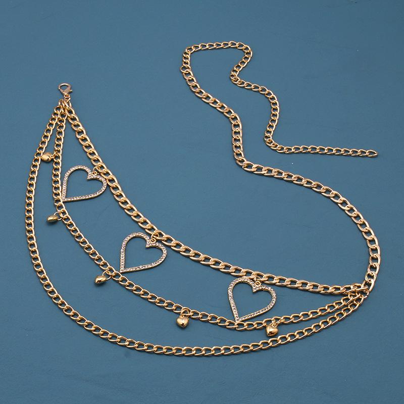 Statement Belly Waist Chain for Women Heart Tassels Belt Jewelry Accessory
