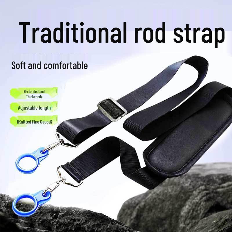 Cannon Rod Strap: Traditional Long Fishing Rod – New Model, Labor-Saving, Thickened with Silicone Ring and Shoulder Strap