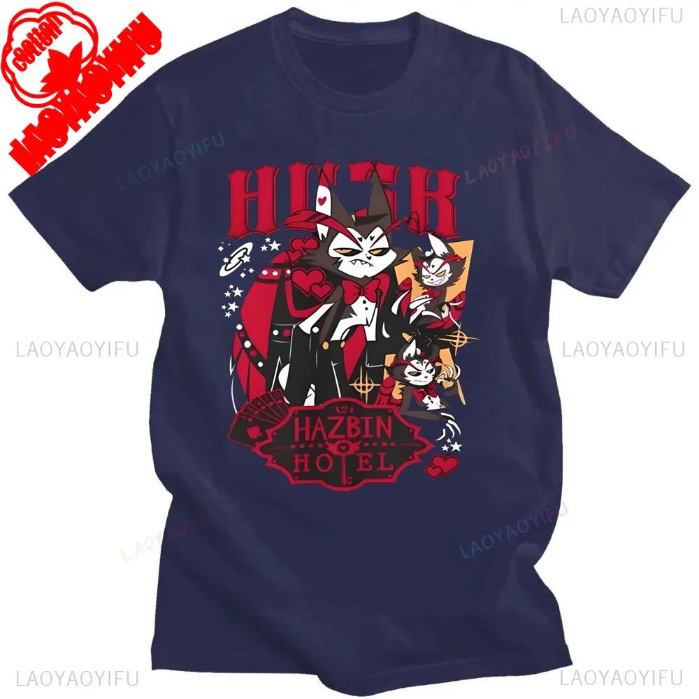 

Футболка Hazbin Hotel Lucifer 2025 Удобная Личность Высококачественный Хлопок Топы Двумерная Ностальгия Ретро Уникальный 4XL