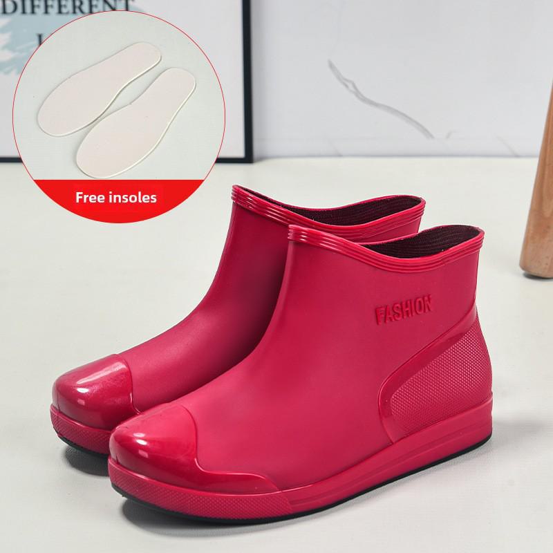 Women's Short Rain Boots - Non-Slip, Waterproof, Fashionable Low-Top Shoes for Outdoor Wear - Comfortable and Trendy.