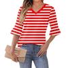 Women's Casual 3/4 Sleeve Top Summer V-neck Puffy Sleeve T-shirt Top