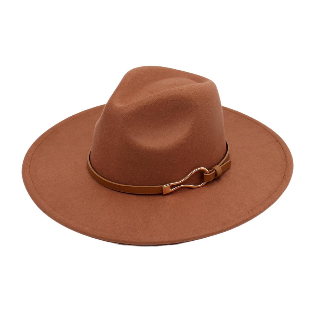 .Cm top hat foreign style jazz hat retro felt hat temperament British style belt buckle woolen hat