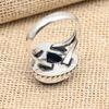 Blue Sapphire Lab-Created Gemstone Handmade 925 Sterling Silver Ring For Wedding Gift