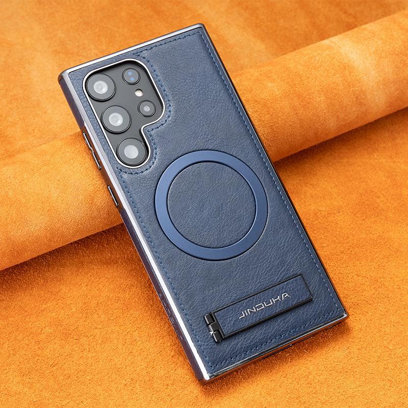 Suitable for Samsung S24ultra Mobile Phone Case Light Luxury 23+ Full-inclusive Magnetic Suction Anti-fall 23 Ultra Stand Business Leather Case