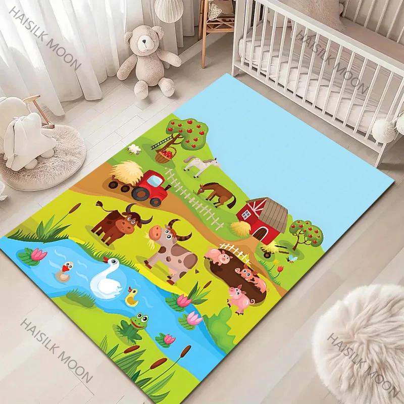 

Farm Cartoon Carpet for Living Room Bedroom Sofa Home Decor Non-slip Floor Mat Children s Activity Area Rugs Luxury Gifts 40x60cm