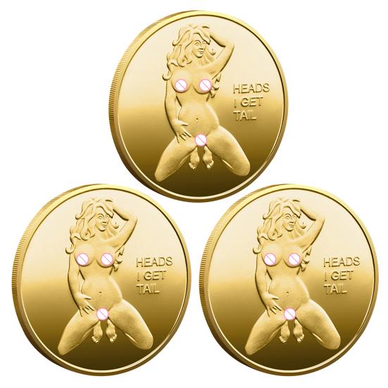 Sexy Women Coin Heads And Tails Date Night Coin Metal Double-Sided Lucky
