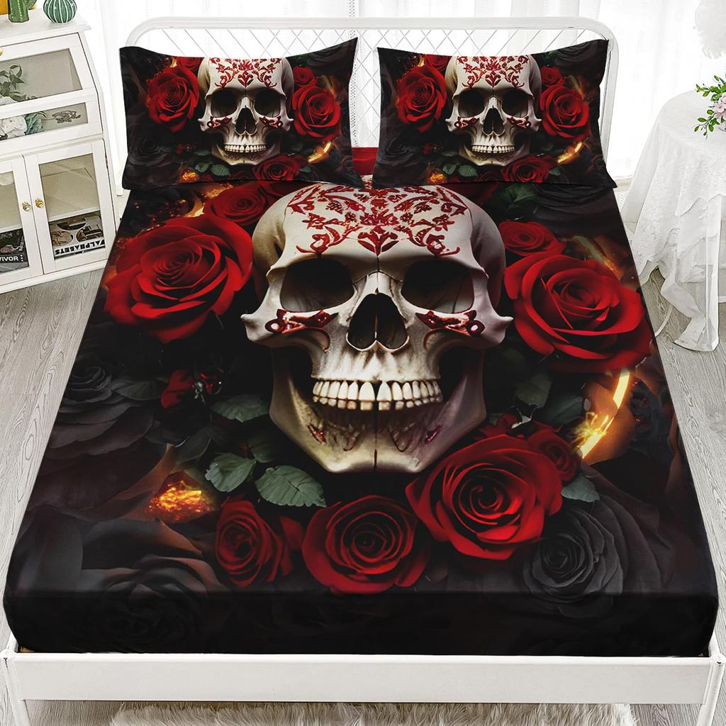 Butterfly Skull Personalized Pattern Mattress Three-Piece Digital Printing Bedding Set Children Adult