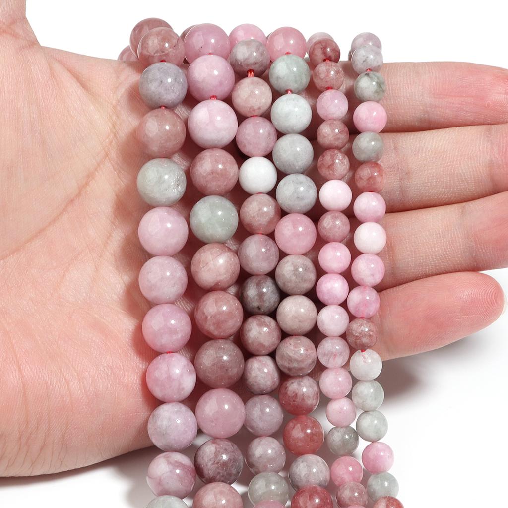 1 Filo 6/8/10mm Perline di Pietra Naturale Giada Colorata Rotonde Lente Distanziatrici Per Creazione Gioielli Braccialetti Fai da Te Collane Accessori