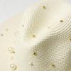 Ymsaid 2022 New Summer British pearl beading flat brimmed straw hat Shading sun hat Lady beach hat