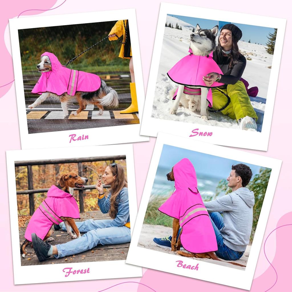 Weesiber Dog Raincoat - Reflective Dog Rain Jacket - Waterproof Dog Rain Coat - Adjustable Dog Poncho - Lightweight Dog Slicker for Dog Walking