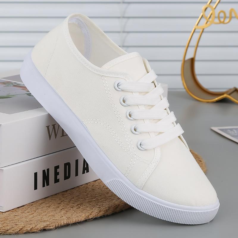 Little white shoes breathable women's summer work shoes nurse shoes Beijing cloth shoes non-slip flat bottom lace-up solid color