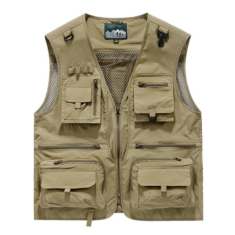 

Men s Multi-Pocket Quick-Dry Mesh Fishing Vest - Spring & Autumn Casual Outdoor Jacket S хаки
