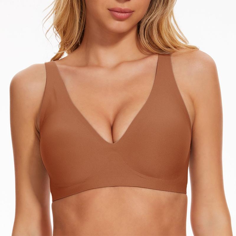Seamless Wirefree Full Cup Bra for Women Comfortable Undergarment Summer Breathable Black/Beige M-2XL