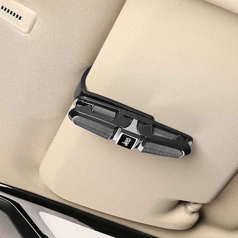 1 Stück Auto Sonnenblende Brillenbox Universal Sonnenbrillenclip Karte für Jeep Compass Gladiator Grand Cherokee Zubehör Renegade Wrangler