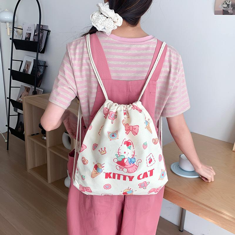 Backpack, Cute Animal Print Bag, Women's Backpack, Canvas Bag, Student Bag, Work Bag