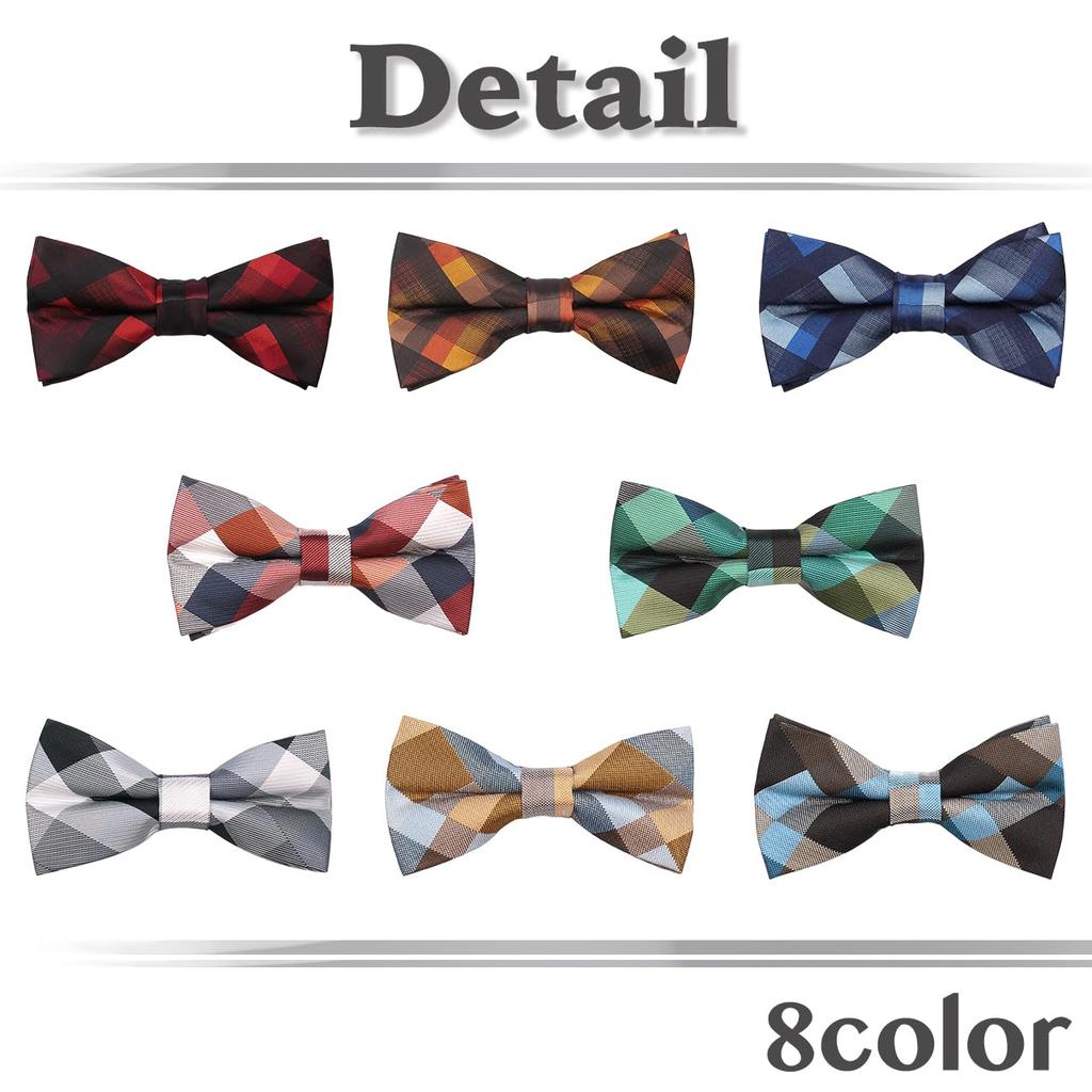 [White Fang] Bow Tie, Check Pattern, Polyester, FormalCasual, Stylish, Men's NC041 (Red)