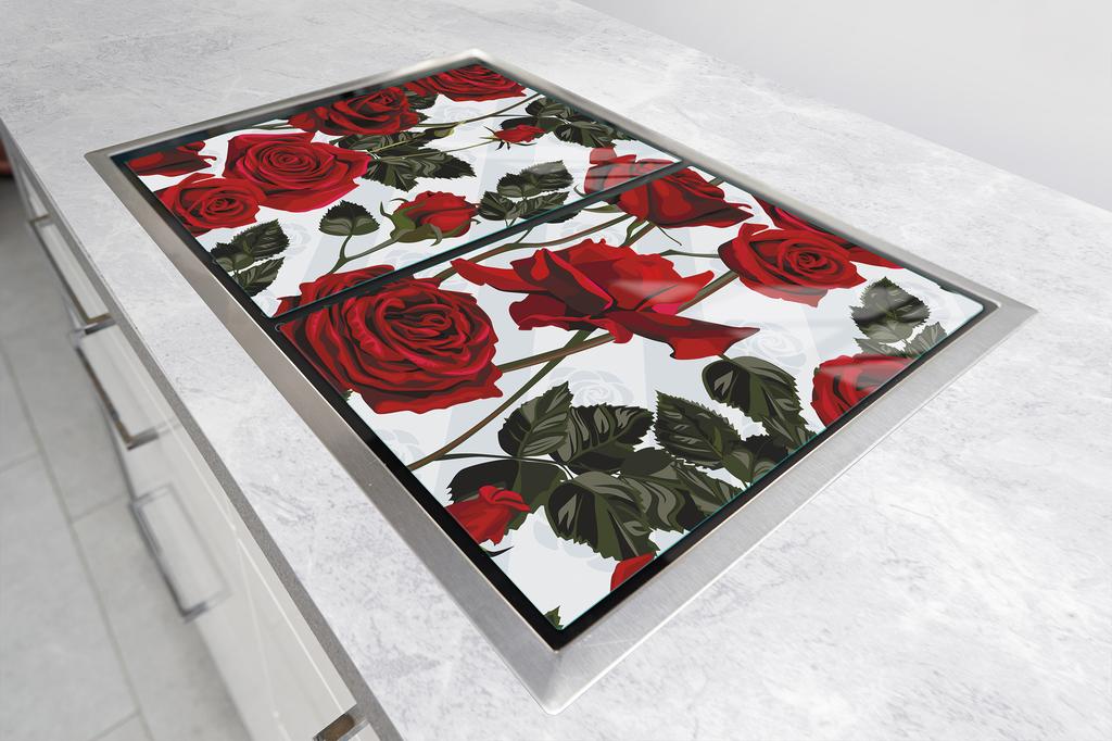 SZKLANA PŁYTA OCHRONNA DO KUCHNI 2x35x52 RÓŻE