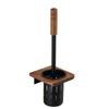 Wall-Mounted Walnut Toilet Brush Set - Dead Corner-Free Cleaning