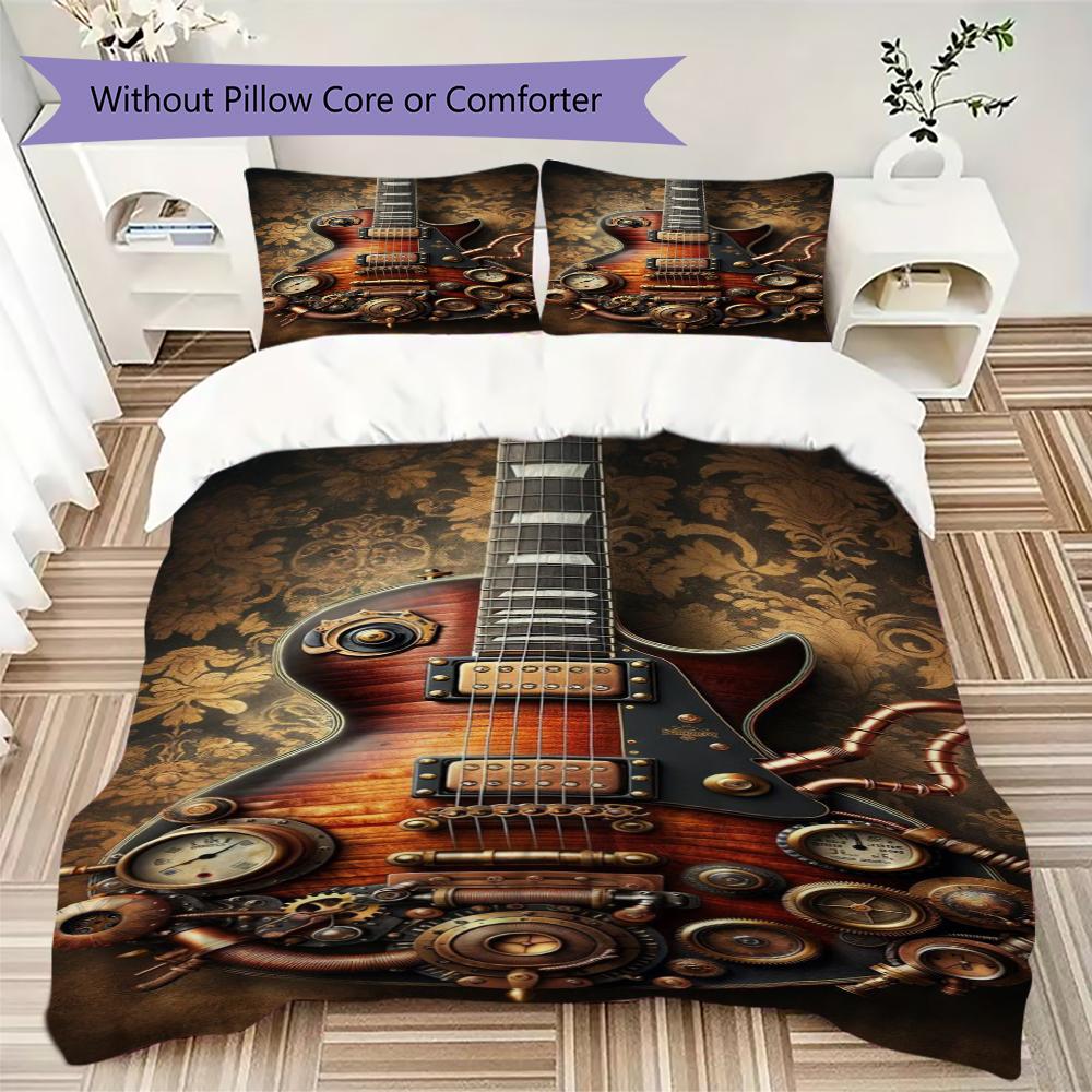 1PC Musical Elements Bedding Quilt Set Quilt Cover Pillowcase Home Decoration Birthday Gift (1 * Duvet Cover + 2 * Pillowcase, Without core)A18