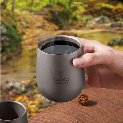 TOMSHOO Insulated Double Wall Drink Cup Camping Titanium Water Cup for Camping Hiking