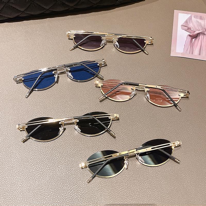 New Vintage Small Oval Frame Sunglasses Trendy Fashion Personalized Men Women Eyewear Top Brand Designer Male Female Shades