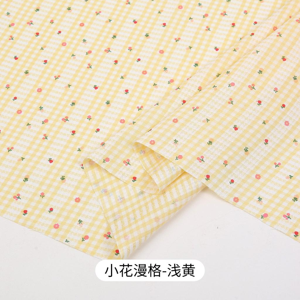 0.5m/1m/2m Grid Floral Printed Jacquard Fabric for Scene Decoration Dresses Curtains Tablecloths Handmade DIY Sewing Fabrics