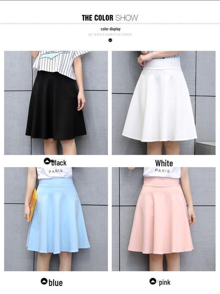 High Waist A-line Midi Skirt – Elastic, Slimming, Versatile, and Perfect for Dance & Sailor Styles