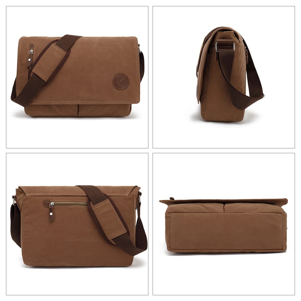 Whatna Thick Canvas and Leather Shoulder Horizontal Messenger Large Business Fits A4 Sizes and Shoulder School Bicycle Model 8501 Men's Bag, Bag, Bag,