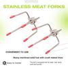 A84X-2Pcs BBQ Rotisserie Meat Forks Clamp Grill Meatpicks Stainless Steel Barbecue Skewer