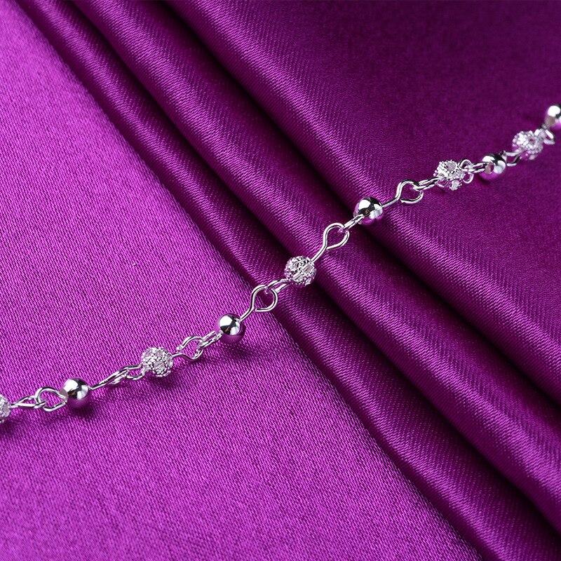 925 Sterling Silver Ball Charm Bracelets Link Chain Adjustable Bracelet For Women Party Wedding Jewelry A166