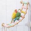 5/8/10 Steps Bird Cotton Rope Ladder Hanging Wood Bird Perch Safe Parrot Climbing Toy  Cockatiels