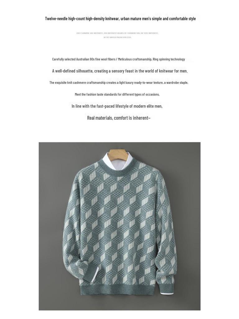 2025 Men's Autumn/Winter 100% Wool Jacquard Knit Sweater
