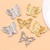 Butterfly Pendant Animal Charm - 304 Stainless Steel, 2 Colors & Styles, Hollow-Out Design