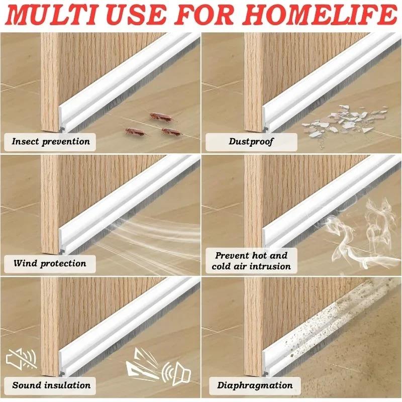 1pc 1m/39.37in Door Sealing Strip Self-adhesive Gap Filling Sealing Strips Insect Proof Brush Strip Windproof Soundproof Door