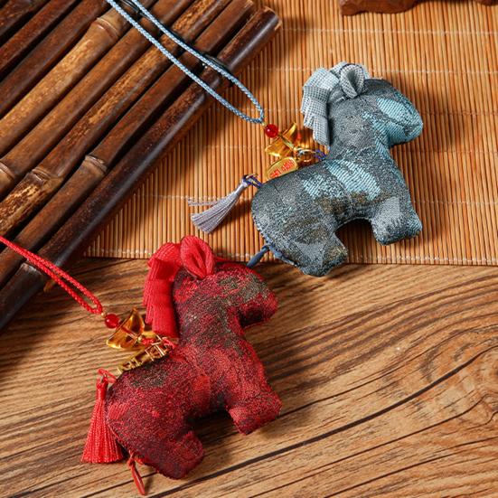 Stjärntecknet Häst Påse Traditionell Handbroderad Kinesiskt Hantverk Doftande Bilpåse Dekoration med Tofsar Och Rosetter Myggavvisande Uppfriskande