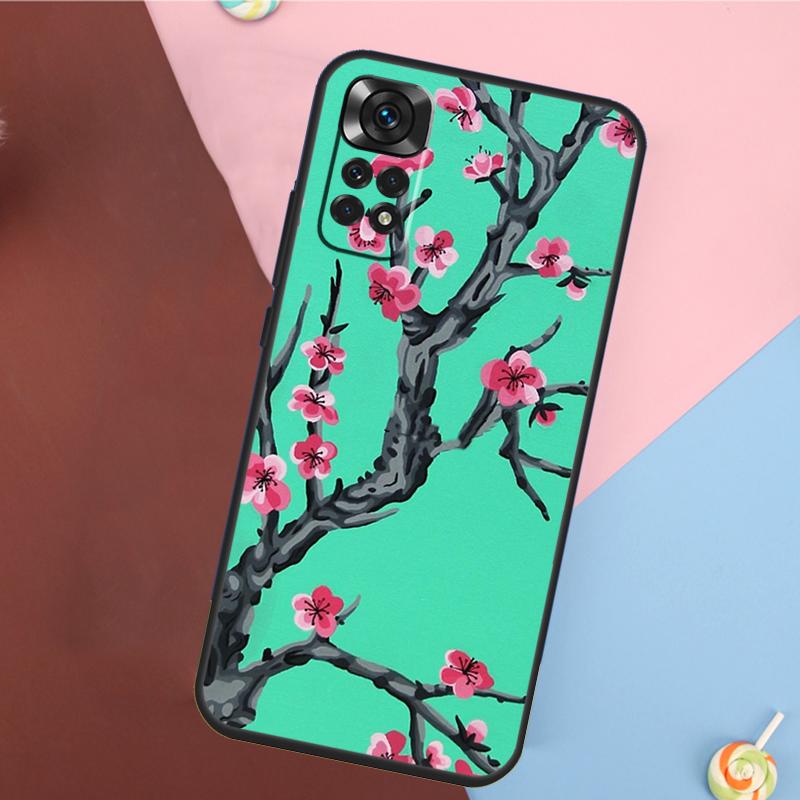 Cherry Blossom Floral Cover For Xiaomi Redmi Note 13 14 Pro 12 11 9 10 9S 10S 11S 12S Redmi 14C 10C 12C 13C Case
