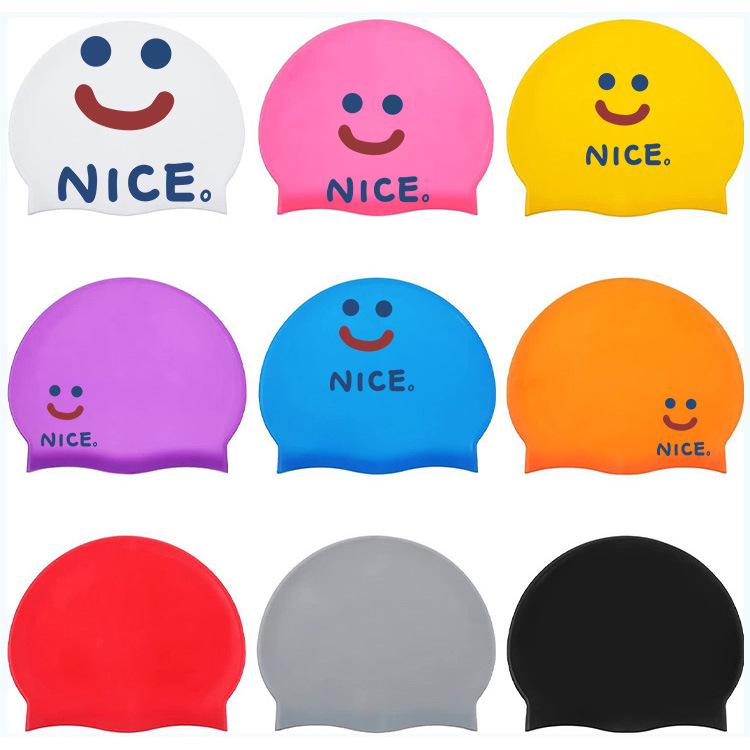 Women's Long Hair Silicone Swim Cap with Racing Pattern for Large Sizes