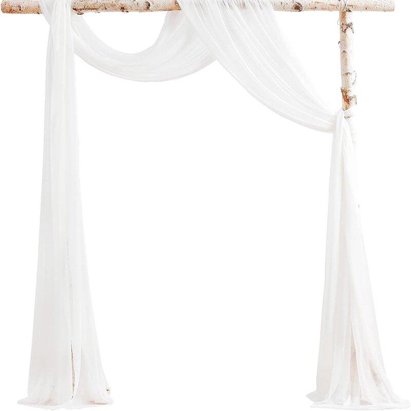 Ivory Chiffon Table Runner Sheer Fabric Curtain Drapes Romantic Wedding Arch for Thanksgiving Christmas Bridal Shower Decoration