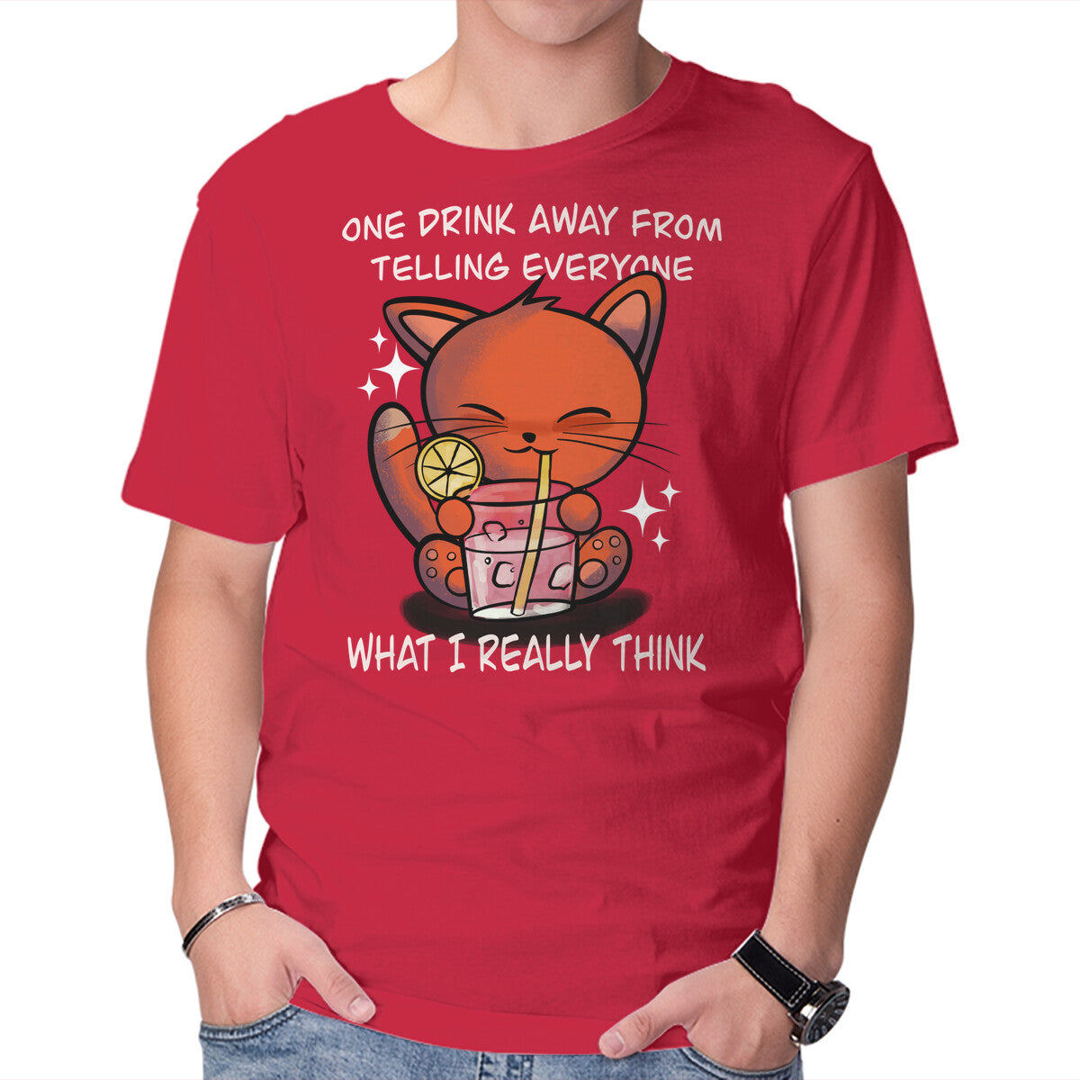 Unisex Crew Neck T-Shirt One Drink Away Graphic Short Sleeve Casual Tee XL