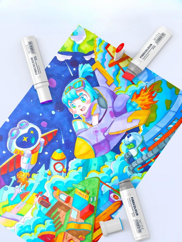 Finecolour 20mm Wide Markers Set POP Alcohol Line Sketching Art Markers Pen Drawing For Drawing Art Supplies EF105