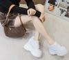 Fashion New Women Sneakers Genuine Leather Casual Platform Trainers Black Shoe 11CM Heels Autumn Wedges Woman Height Increasing Shoes