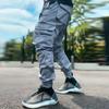2024 Four Seasons Men's Fitness Outdoor Jogging Cotton Casual Pants Reflective Decorative Sports Pants Hip Hop Rope Overalls