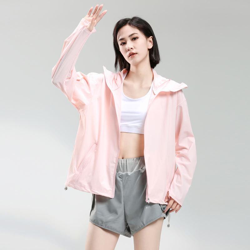 Women's Anti-UV Ice Silk Hooded Windbreaker - Breathable, Elastic, and Sun-Protective Summer Jacket for Climbing
