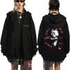 Hanorac supradimensionat cu fermoar pentru bărbați cu imprimeu cu litere - Hanorac de modă Streetwear pentru fani Rap Toamnă